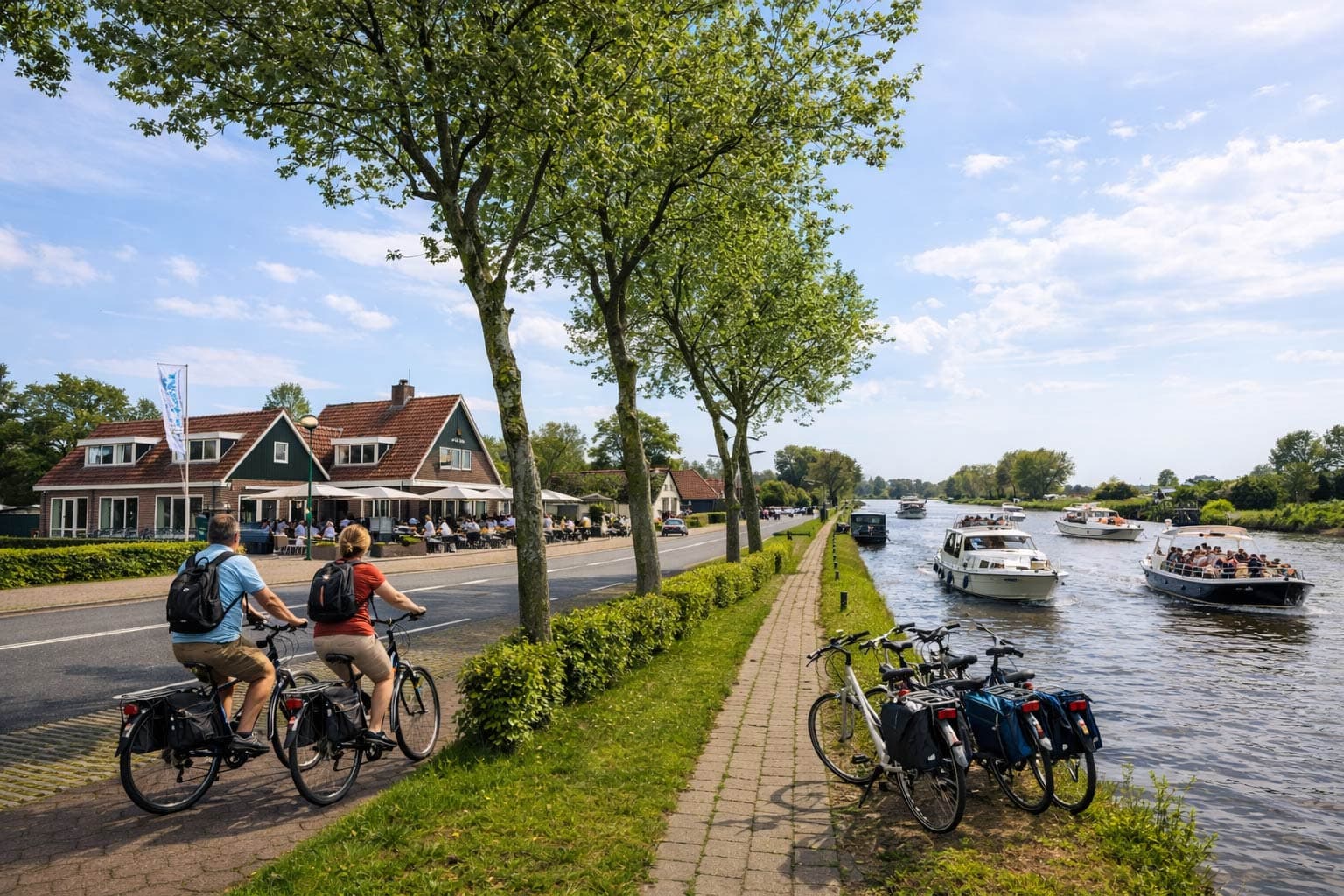 Gracht met rieten daken in Giethoorn