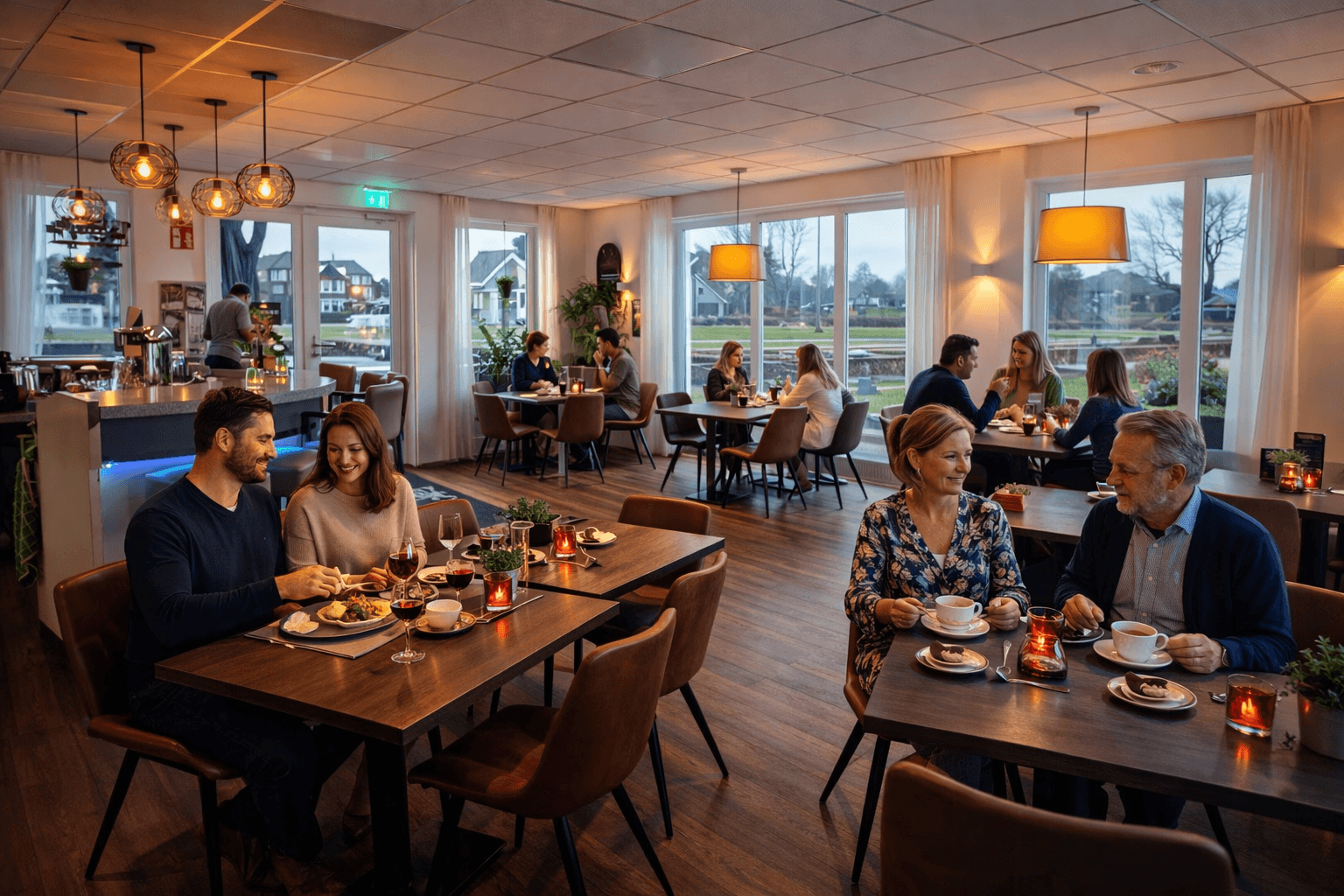 Sfeervol gedekte tafel in restaurant d'Olde Smidse